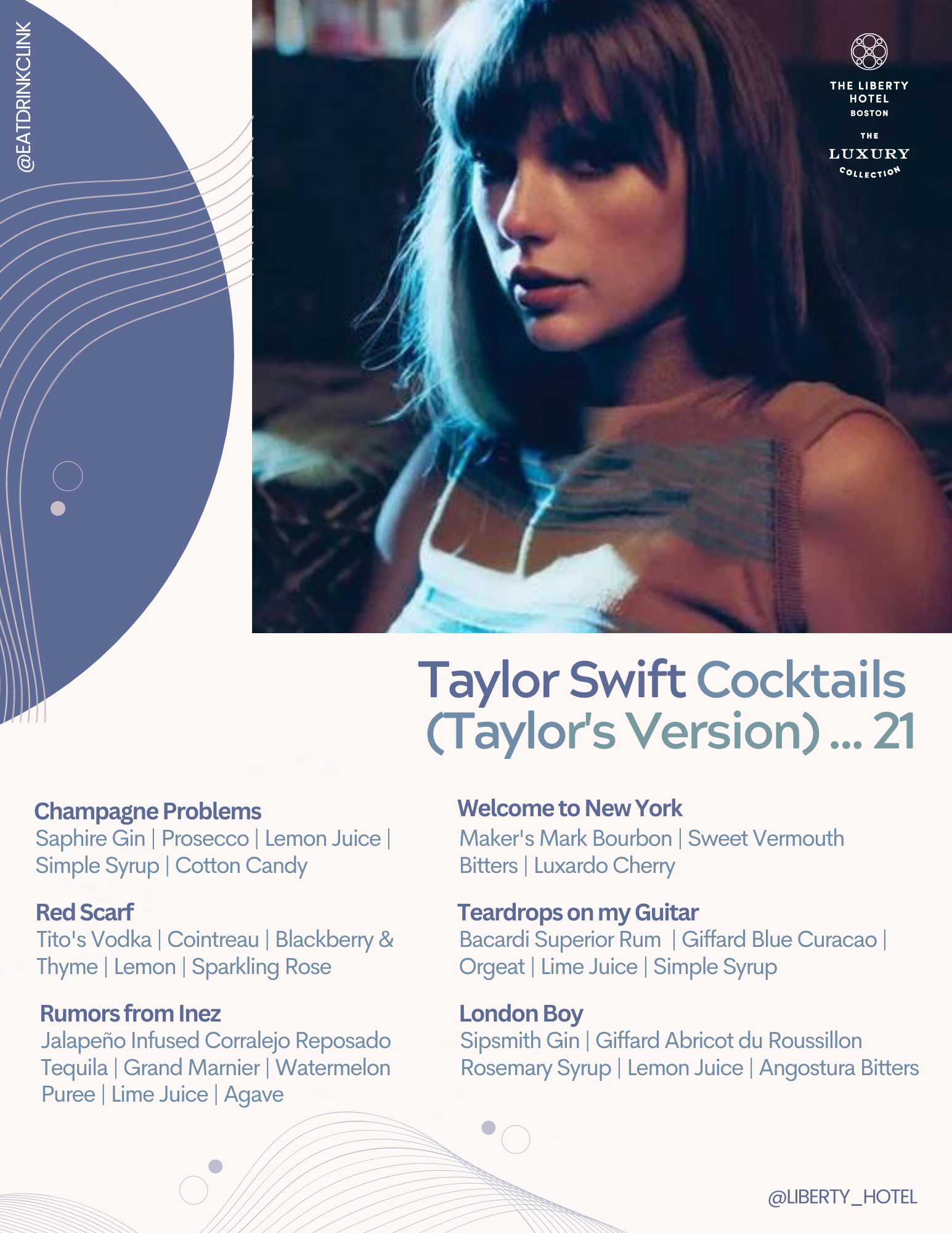 T-Swift Menu at The Liberty - Boston Restaurant News and Events